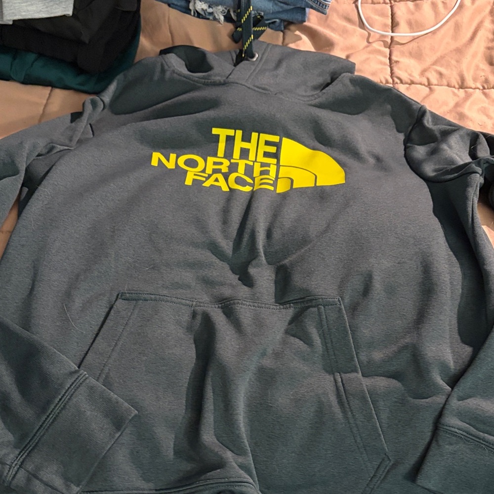 The North Face Men's Gray and Yellow Hoodie